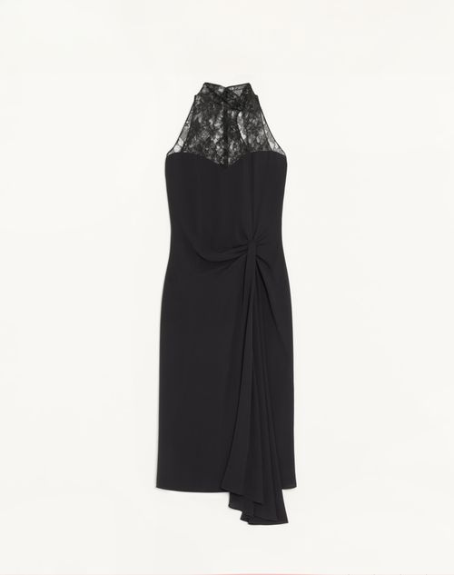 Valentino - Georgette Midikleid - Schwarz - Frau - Kleider