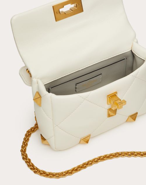 Valentino Garavani - Online Exclusive Small Roman Stud The Shoulder Bag In Nappa With Chain - Ivory - Woman - Shoulder Bags