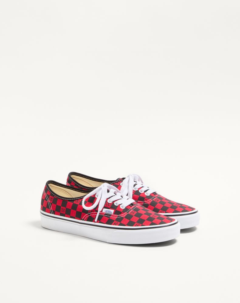 Valentino Garavani And Vans Low-Top Trainer In Fabric With Vlogo Checkerboard Print Man Rouge Pur/Black 40.5