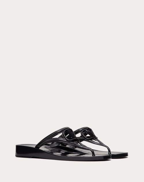 Valentino Garavani - Vlogo Signature Rubber Thong Sandal - Black - Woman - Slides And Thongs