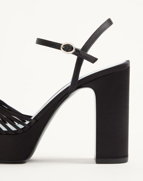 Valentino Garavani - Coeur Royal Platform Sandal In Satin 115mm - Black/crystal - Woman - Sandals