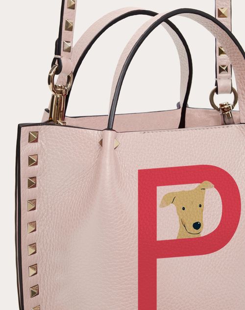 Borsa Shopping Piccola Personalizzabile Valentino Garavani Rockstud Pet per  Donna in Sheer Fuxia/sunflower