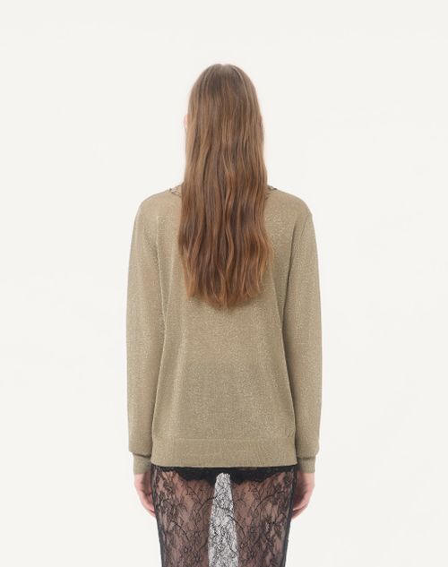 Valentino - Lurex Jumper With Lace - Gold - Woman - Knitwear