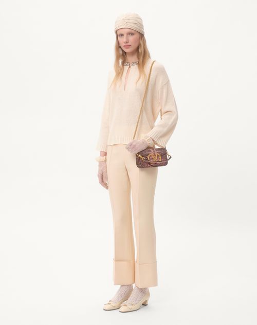Valentino Garavani - Petit Sac Porté Épaule Valentino Garavani Locò En Tejus Avec Logo Bijou - Rose Pêche/vieux Rose - Femme - Valentino Garavani Loco