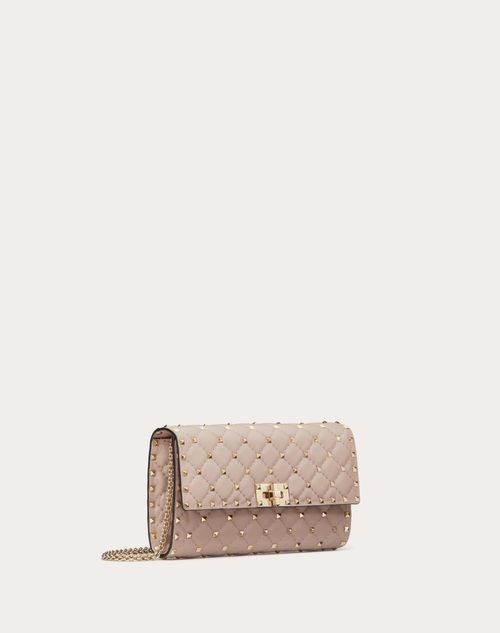 Spike Leather Clutch for Woman in Poudre | Valentino US