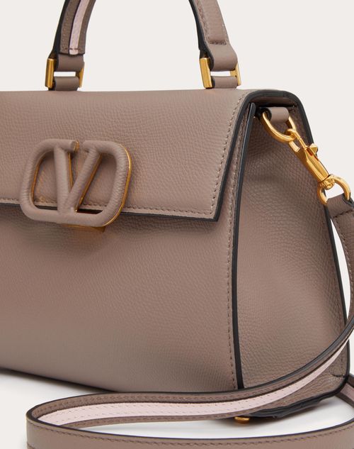 Small Vsling Grainy Calfskin Handbag for Woman in Poudre