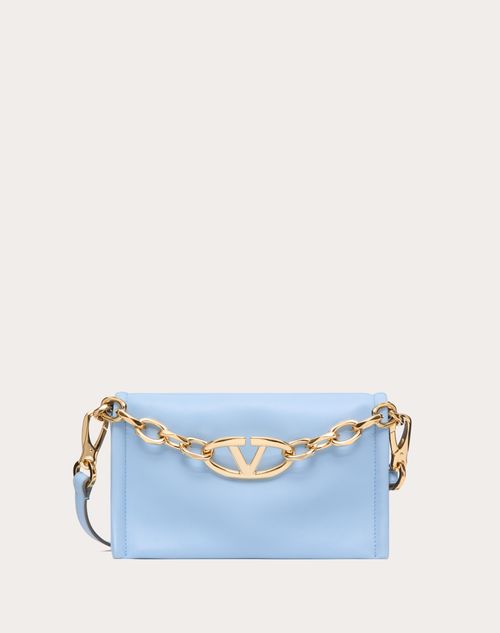 Valentino Garavani - Vlogo Chain Clutch Bag In Nappa Leather With Chain - Porcelain Blue - Woman - Clutches