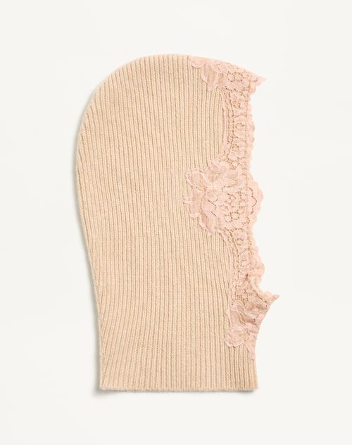 Valentino Garavani - Vlogo Signature Cashmere And Lace Hood - Alabaster - Woman - Hats And Gloves