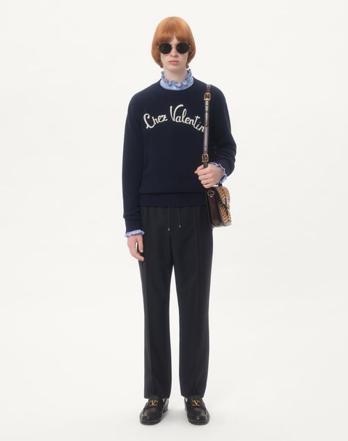 Valentino - Wool Trousers - Dark Blue - Man - Trousers And Shorts