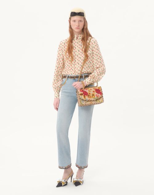 Valentino - Crepe De Chine Shirt With Cherryfic Print - Birch/cherry Red - Woman - Shelf - Wrtw - Cherryfic, Betulla, Pastel Ribbon Tweed W1