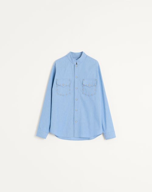 Valentino - Denim Shirt With Cabochons - Man - Denim