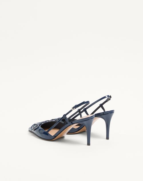 Valentino Garavani - Valentino Garavani Slingback-pumps Aus Lackleder Mit „vlogo Signature“-schmuckdetail, 80 Mm - Blau - Frau - Pumps