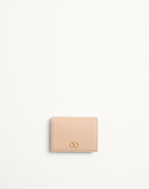 Valentino Garavani - Vlogo Signature Grainy Calfskin Wallet - Rose Sand - Woman - Wallets And Small Leather Goods