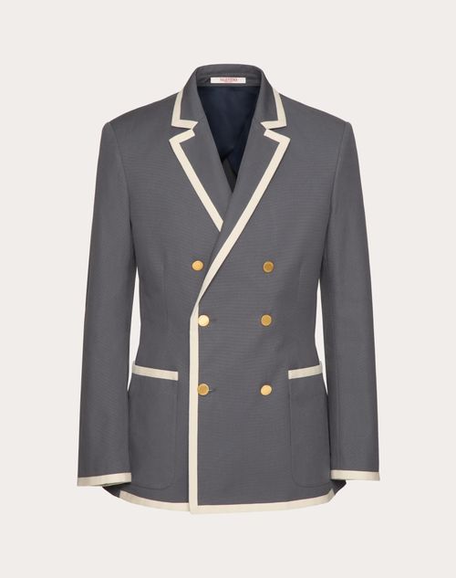 Valentino - Chaqueta Cruzada De Lona De Algodón Elastizado - Gris Claro - Hombre - Abrigos Y Blazers