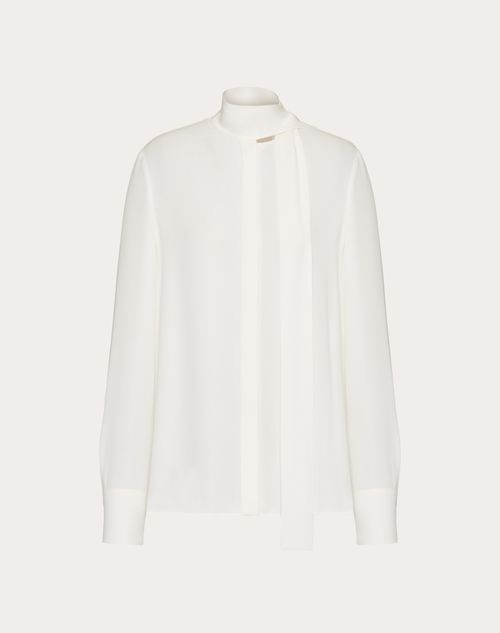Valentino - Blusa De Georgette - Marfil - Mujer - Camisas Y Tops