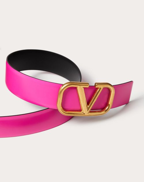 Reversible VLogo Buckle Belt in Glossy Calf Leather main image 1