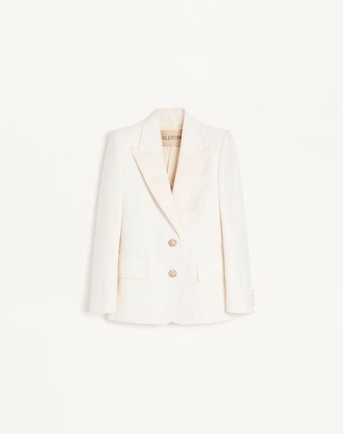 Valentino - Diagonal Cotton Linen Jacket - Ivory - Woman - Jackets And Blazers