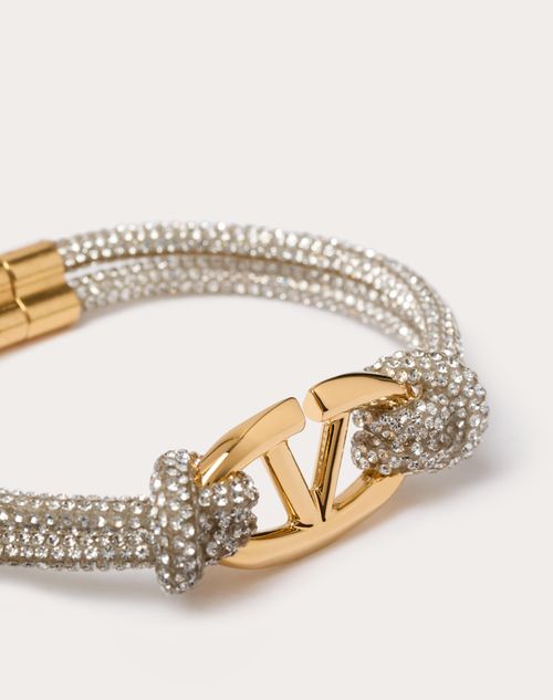 Valentino Garavani - Bracelet Vlogo The Bold Edition En Métal Et Corde À Strass - Cristal - Femme - Bijoux Et Montres