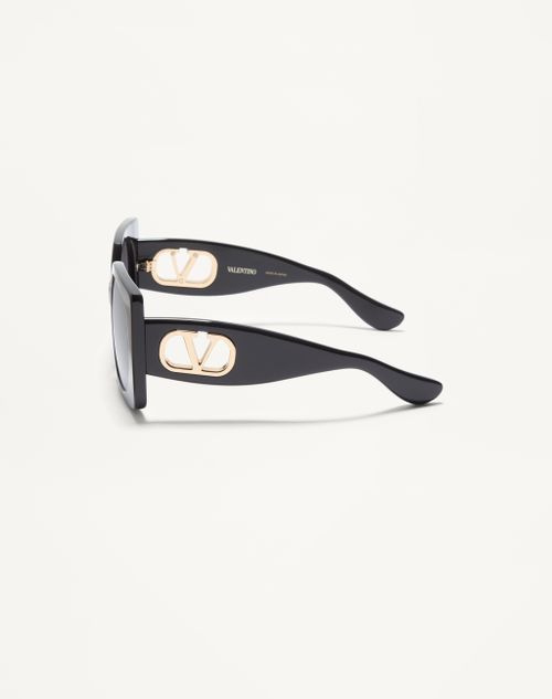 Valentino - Rectangular Acetate Glasses - Black/grey - Woman - Akony Eyewear - Accessories