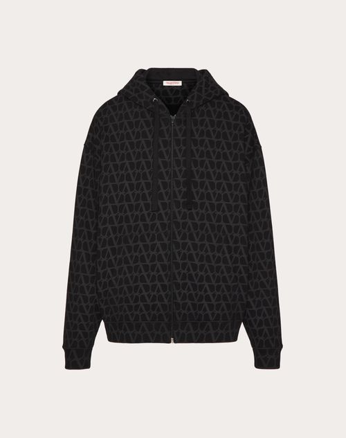 Valentino - Sudadera De Algodón Con Capucha, Cierre Y Estampado Toile Iconographe - Negro - Hombre - Camisetas Y Sudaderas