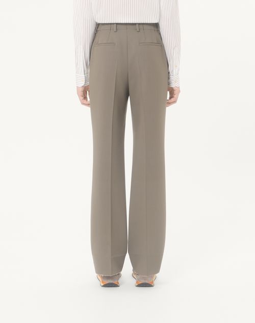 Valentino - Valentino Trousers In Lightweight Double Wool With Ironed Pleats - Taupe - Man - Trousers And Shorts