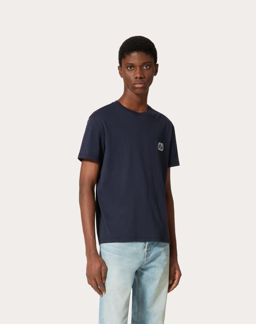 Valentino Men's Cotton Piqué Polo Shirt with Vlogo Signature Patch