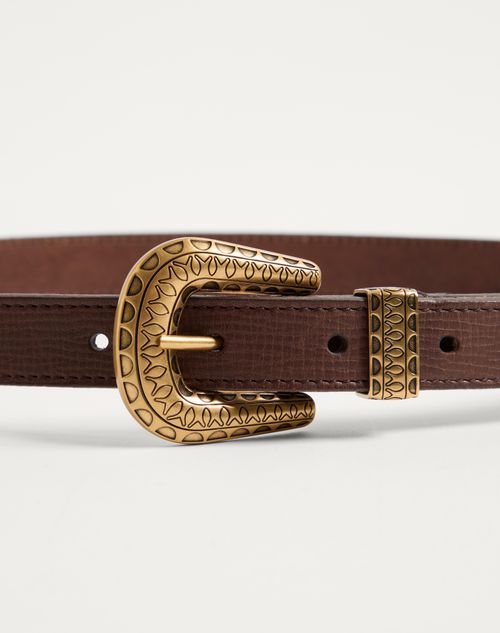 Valentino Garavani - VLOGO SIGNATURE CALFSKIN BELT 20 MM - Chocolate - Woman - Belts