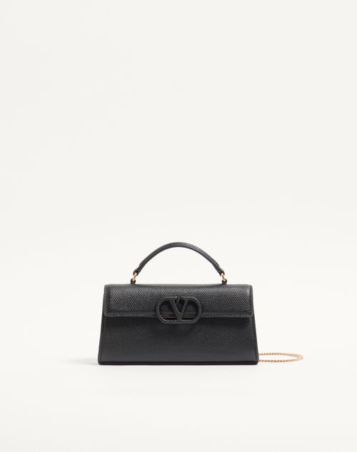 Valentino Garavani - Valentino Garavani Vsling Mini Handbag In Grainy Calfskin - Black - Woman - Top Handle Bags