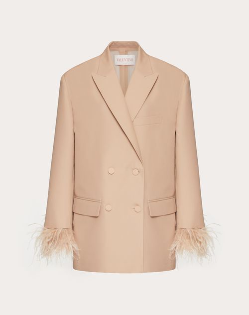 Valentino - Blazer In Embroidered Techno Weave - Sand - Woman - Jackets And Blazers