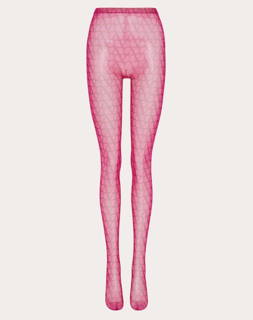 Valentino - Collant En Vlogo Tulle - Pink Pp - Femme - Accessoires Textiles