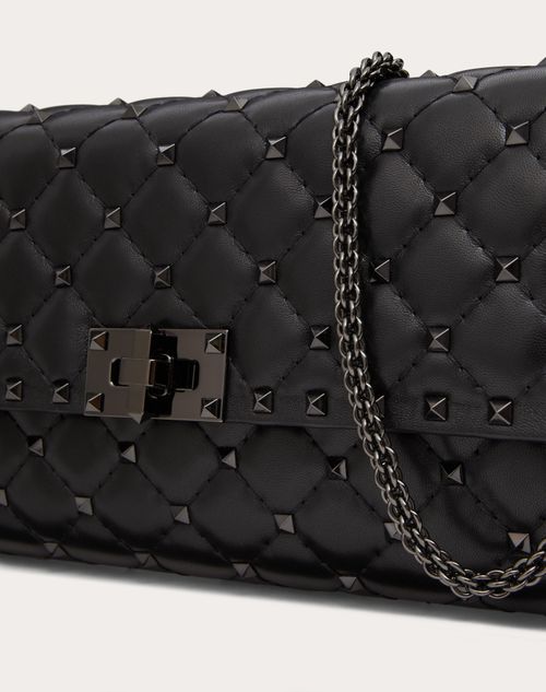 Rockstud Spike Nappa Leather Crossbody Clutch Bag for Woman in Black