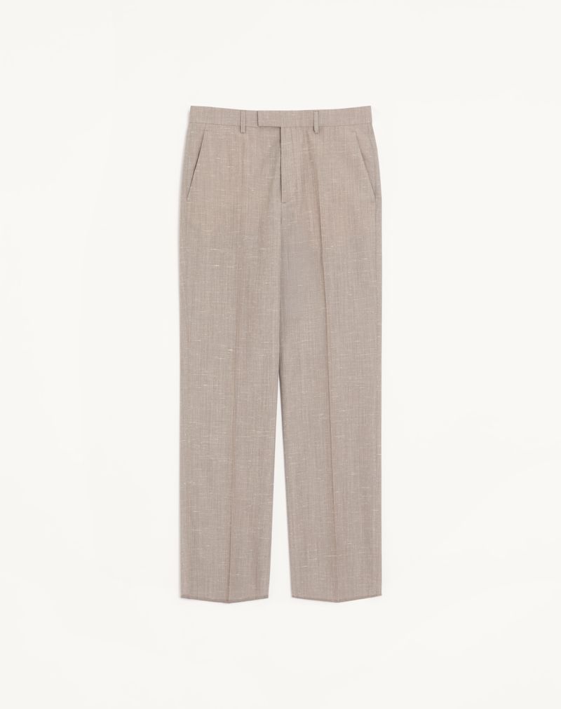 Pantalon Laine Boutonné Gris Clair — Valentino