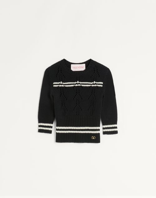 Valentino - Wool Jumper - Black/ivory - Woman - Knitwear