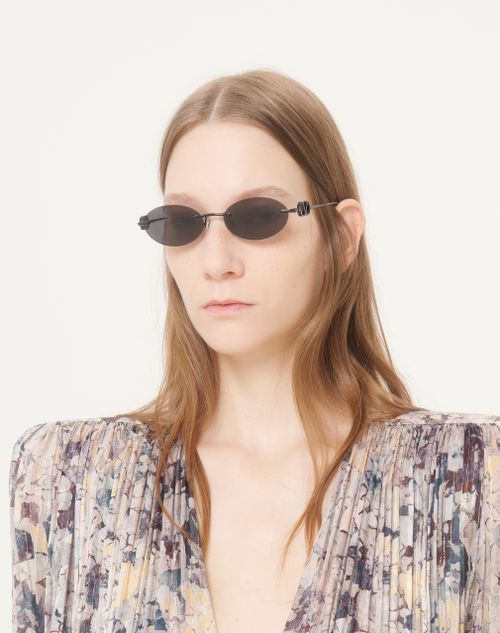 Valentino - Geometric Metal Eyewear - Black/grey - Woman - Eyewear