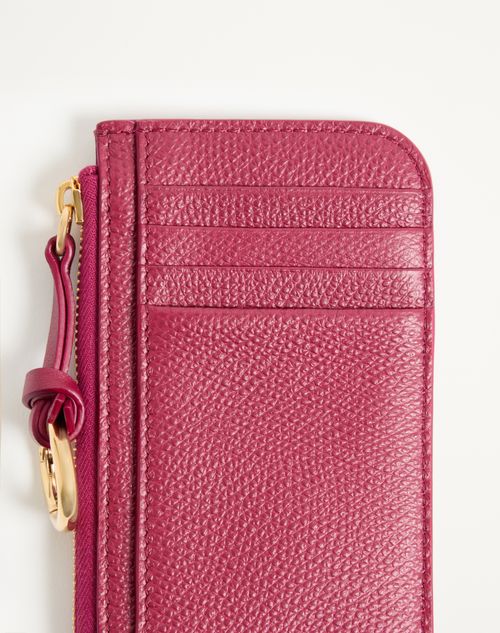 Valentino Garavani - Valentino Garavani Vlogo Signature Zip-around Charm Cardholder In Grainy Calfskin - Insolent - Woman - Accessories
