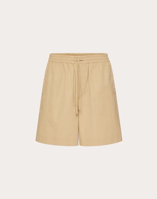 Valentino - Bermuda In Popeline Di Cotone - Beige - Uomo - Pantaloni E Shorts