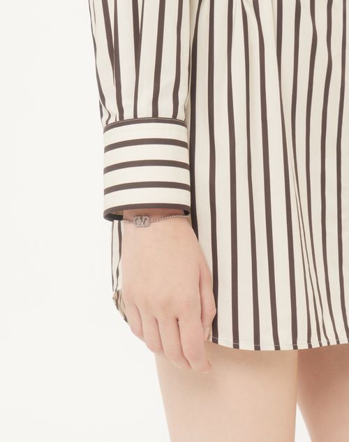 Valentino Garavani - Vlogo Signature Bracelet In Metal And Swarovski® Crystals - Palladium/crystal - Woman - Accessories
