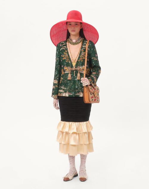 Valentino - Midi Skirt In Light Georgette - Black/birch - Woman - Skirts