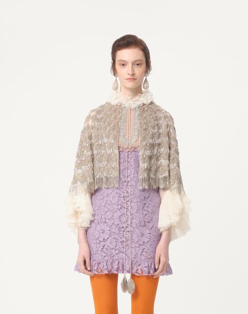 Cape Brodée En Organza pour Femme en Argent | MC