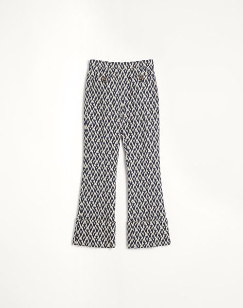 Valentino - Pantalón De Jacquard Toute La V - Noche/crema - Mujer - Pantalones Largos Y Cortos