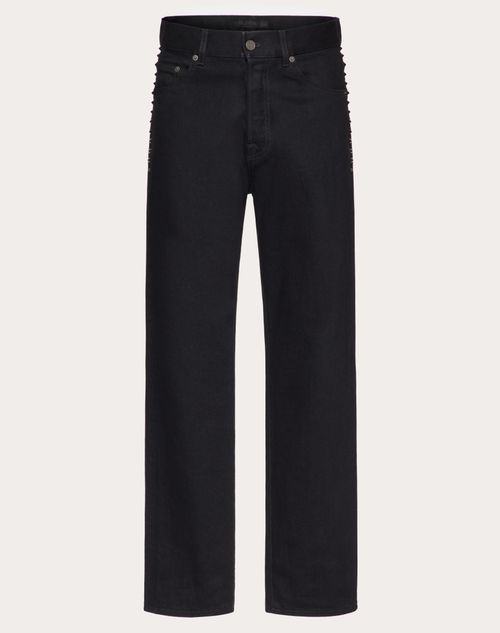 Valentino - Pantalón De Mezclilla Con Tachuelas Black Untitled - Negro - Hombre - Denim