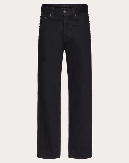 Valentino - Denim Pants With Black Untitled Studs - Black - Man - Gift Guide