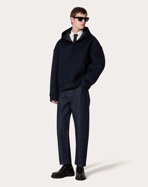 Valentino - Felpa In Lana E Cashmere Con Cappuccio - Navy - Uomo - Abbigliamento