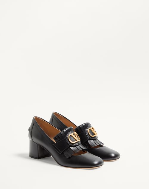 Valentino Garavani - Vlogo Signature Fringed Calfskin Pumps 55mm - Black - Woman - Woman Sale