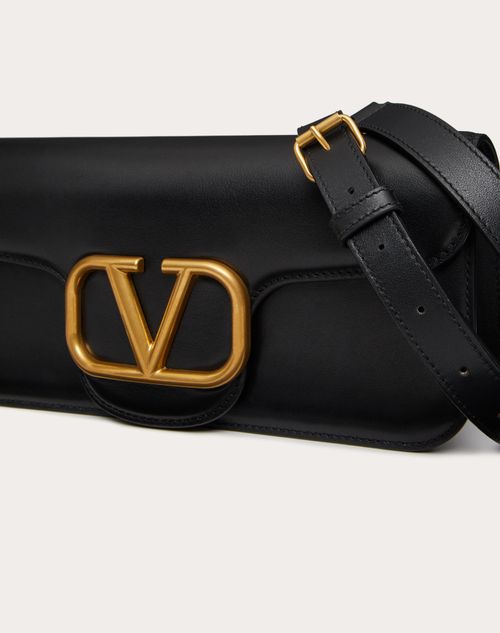 Valentino Garavani Locò Vlogo Leather Camera Shoulder Bag in Nero