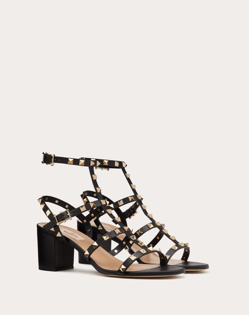 Valentino Garavani - Rockstud Calfskin Ankle Strap Sandal 60 Mm - Black - Woman - Rockstud Sandals - Shoes