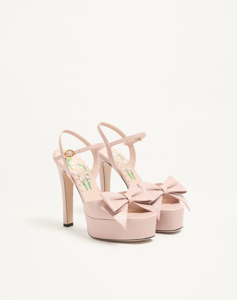 Valentino Garavani Bowow Kidskin Platform Sandal With Bow Detail 130Mm Woman Pink 42