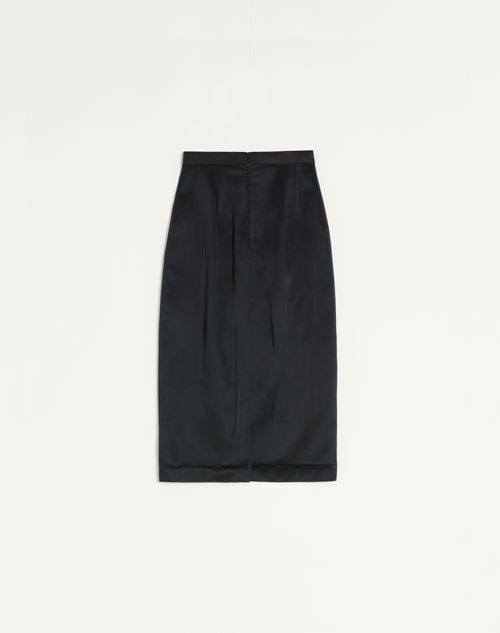 Valentino - Satin Midi Skirt - Black - Woman - Skirts