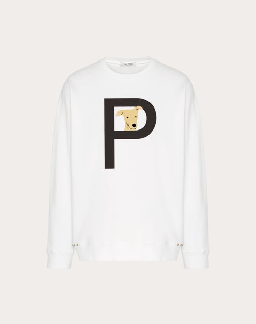 Valentino - Valentino Garavani Rockstud Pet Customisable Unisex Crewneck Sweatshirt - White/ Black - Man - Rockstud Pet - Ready To Wear