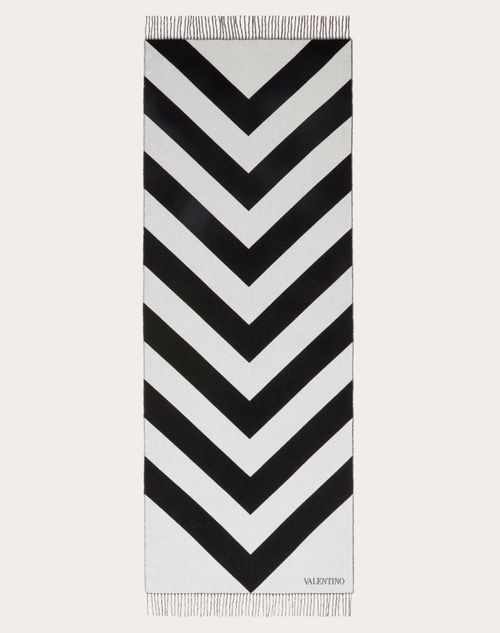 Valentino Garavani - Strhype Wool And Cashmere Stole With Strhype Jacquard Work - Ivory/black - Woman - Soft Accessories